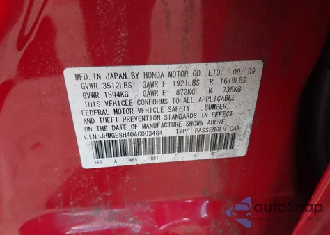 2010 Honda Fit Sport z USA, uszkodzony, nr VIN JHMGE8H40AC003484